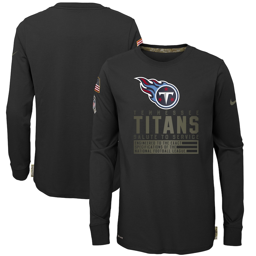 Nike Tennessee Titans Youth Black Salute to Service Long Sleeve TShirt->nfl t-shirts->Sports Accessory